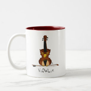 Caneca De Café Em Dois Tons ViOWLin Violin Owl Music Coffee Mug
