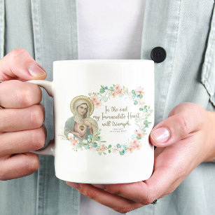 Caneca De Café Em Dois Tons Virgem Abençoada Mary Fatima Religiosa Católica