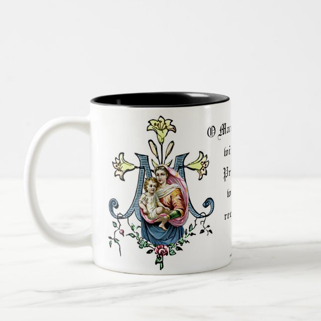 Caneca De Café Em Dois Tons Virgem Católica Maria Jesus Prece Religiosa (Esquerda)