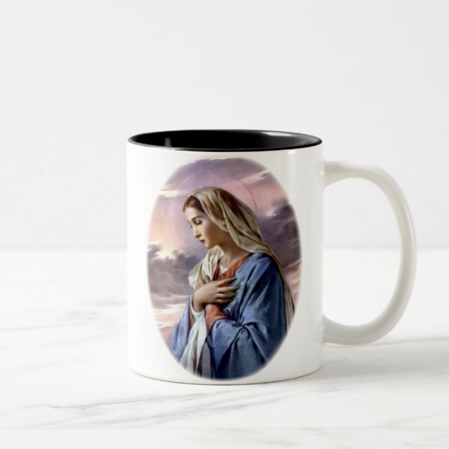Caneca De Café Em Dois Tons Virgem Maria abençoada - mãe do deus (Direita)