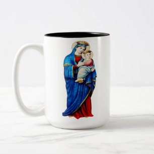 Caneca De Café Em Dois Tons Virgem Maria com Menino Jesus