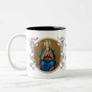 Caneca De Café Em Dois Tons Virgem Religiosa Maria Católica Regina Coeli