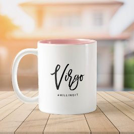 Caneca De Café Em Dois Tons Virgo Chic Horoscope Script Moderno Sinal Zodiac