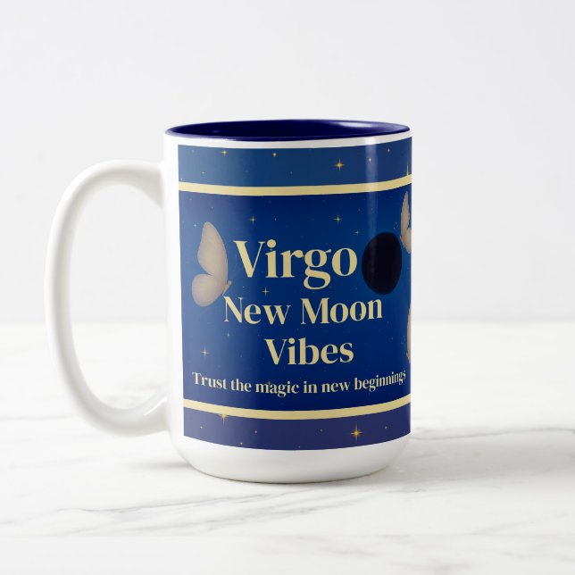 Caneca De Café Em Dois Tons Virgo New Moon Vibes Astrology Mug (Esquerda)