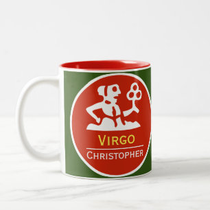 Caneca De Café Em Dois Tons Virgo Zodiac - Sinal de estrela com nome de propri
