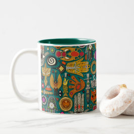 Caneca De Café Em Dois Tons viridian do talismano verde