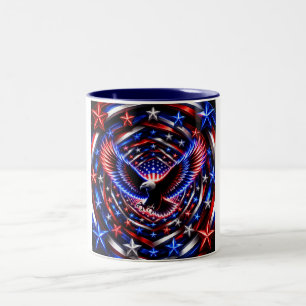 Caneca De Café Em Dois Tons Visão Americana Espiral – Águia Patriótica Óptica