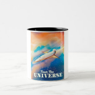 Caneca De Café Em Dois Tons Visitar a nave espacial do Universo