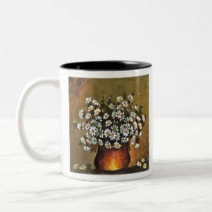 Caneca De Café Em Dois Tons Visitas Num Vaso De Cobre Colorido
