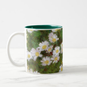 Caneca De Café Em Dois Tons Visitas Pintadas Em Estilo Impressionista