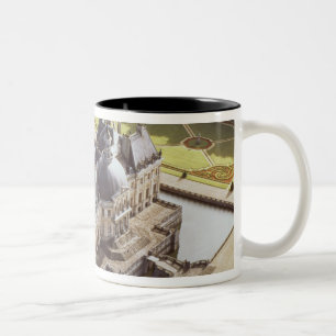 Caneca De Café Em Dois Tons Vista aérea do castelo, projetada para Nicholas