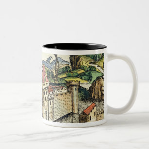 Caneca De Café Em Dois Tons Vista da cidade antiga de Babylon, do Nure
