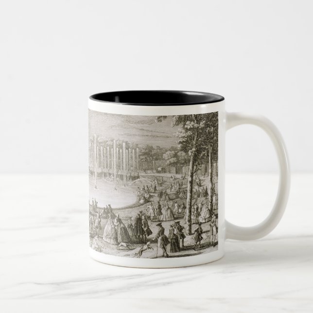 Caneca De Café Em Dois Tons Vista da fonte de Netuno, Versalhes (engra (Direita)