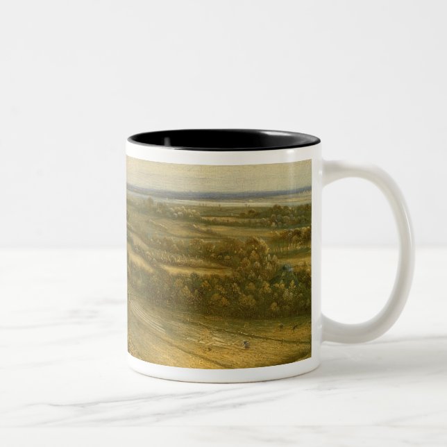 Caneca De Café Em Dois Tons Vista de Haarlem das dunas (óleo em canvas) (Direita)