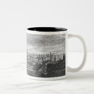 Caneca De Café Em Dois Tons Vista de Manchester, gravada por T.Gustyne