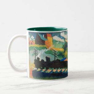 Caneca De Café Em Dois Tons Vista de Murnau com ferrovia e castelo de Wassily