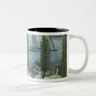 Caneca De Café Em Dois Tons Vista litoral com árvores de Cypress, 1896