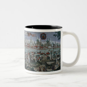 Caneca De Café Em Dois Tons Vista panorâmica de Constantinople, tarde 18o