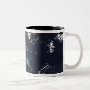 Caneca De Café Em Dois Tons Vista satélite das ilhas de Bahama