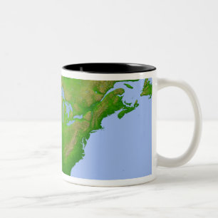 Caneca De Café Em Dois Tons Vista topográfica de America do Norte