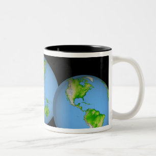 Caneca De Café Em Dois Tons Vistas topográficas do mundo