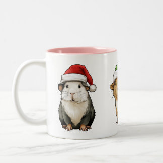 Caneca De Café Em Dois Tons Visto de Natal do Porco-guincho Santa Hat