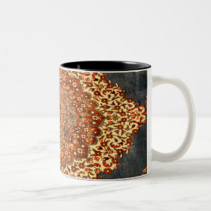 Caneca De Café Em Dois Tons Visual de Padrão Persa Antigo