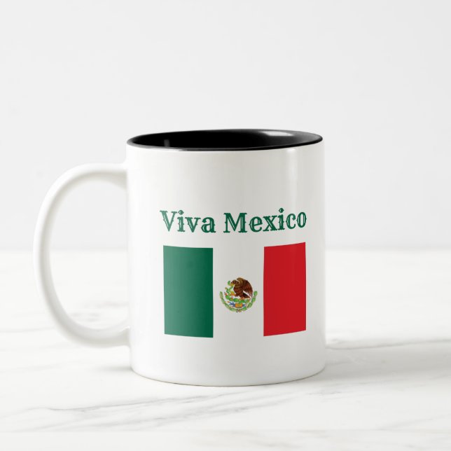 Caneca De Café Em Dois Tons Viva Bandeira do México (Esquerda)