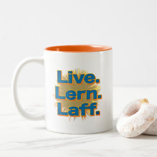 Caneca De Café Em Dois Tons Viva. Lern. Laff. Gfx-06