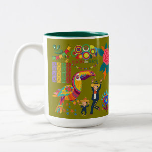 Caneca De Café Em Dois Tons Viva Mexico Vibes azeitona
