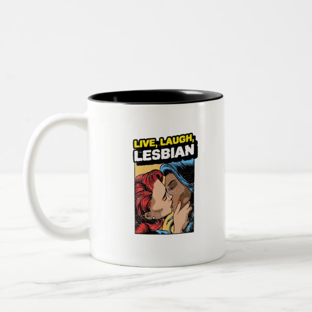 Caneca De Café Em Dois Tons Viva Ria Lésbica (Esquerda)
