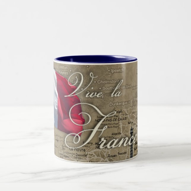 Caneca De Café Em Dois Tons Vive la France (Centro)