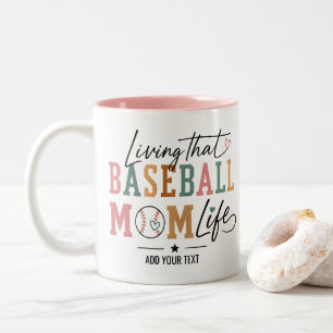 Caneca De Café Em Dois Tons Vivendo a Vida de Mãe de Beisebol Retro Esportes