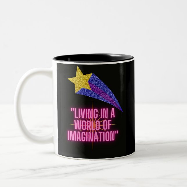 CANECA DE CAFÉ EM DOIS TONS VIVER NUM MUNDO DE IMAGINAÇÃO (Esquerda)