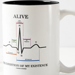 Caneca De Café Em Dois Tons Vivo a condição de minha existência (ECG/EKG)