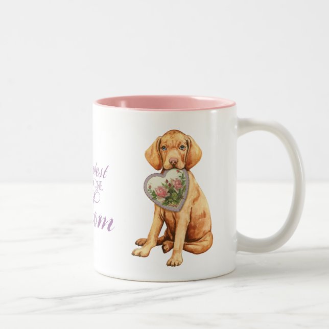 Caneca De Café Em Dois Tons Vizsla Heart Mãe (Direita)