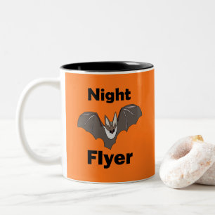 Caneca De Café Em Dois Tons Voador Noturno de Morcego Fofo e Assustador