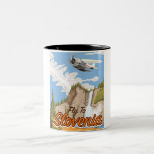 Caneca De Café Em Dois Tons Voar Para A Eslovênia