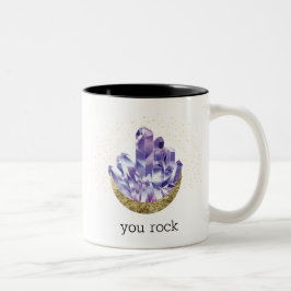 Caneca De Café Em Dois Tons Você Balança Cristais de Ametista Aquarela Mística