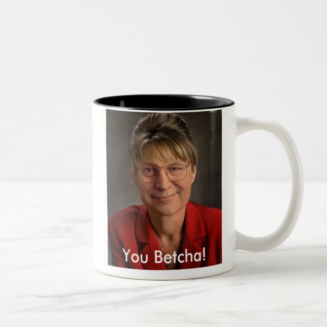 Caneca De Café Em Dois Tons Você Betcha! Sarah Palin & Dick Cheney VP, (Direita)