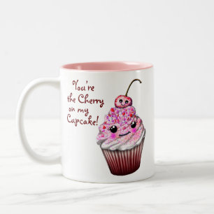 Caneca De Café Em Dois Tons Você é a Cherry no meu Cupcake! Kawaii Mug