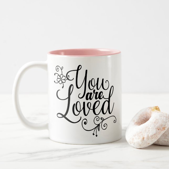 Caneca De Café Em Dois Tons Você é amado (Com Donut)