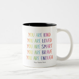 Caneca De Café Em Dois Tons Você É Amado Diversão Arco-Íris Afirmações Positiv