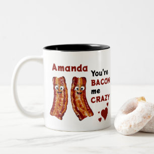 Caneca De Café Em Dois Tons Você é Bacon Me Adoro Dia de os namorados Louco
