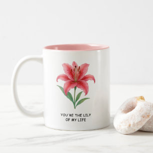Caneca De Café Em Dois Tons Você É O Lírio Da Minha Vida Aquarela Flor