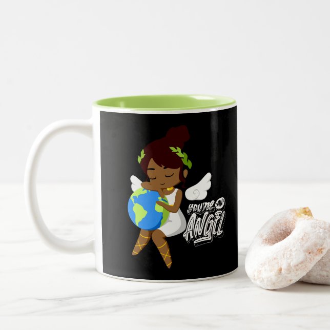 Caneca De Café Em Dois Tons Você é um anjo (Com Donut)