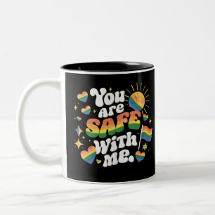 Caneca De Café Em Dois Tons Você está Seguro comigo LGBT Arco-íris Gay