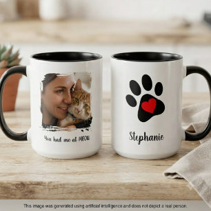 Caneca De Café Em Dois Tons "Você me conquistou com miau" foto e impressão da