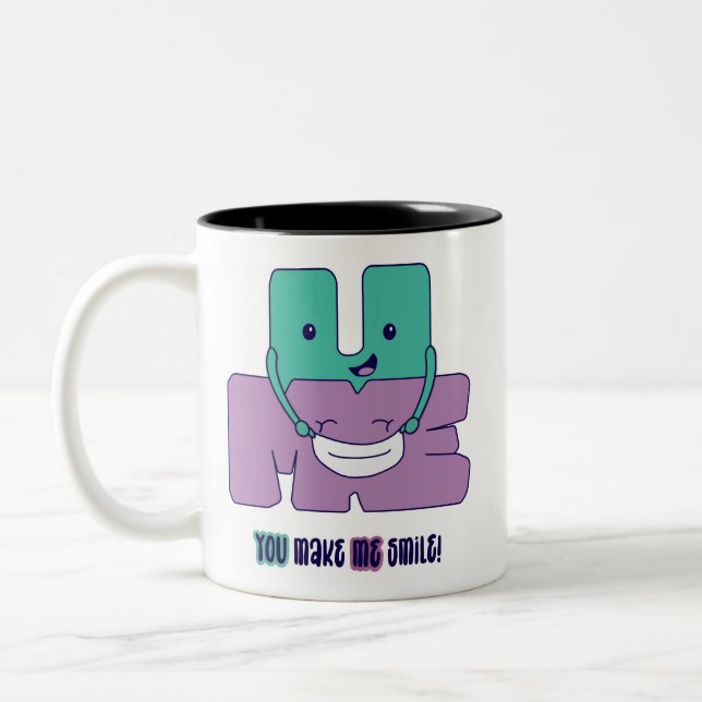 Caneca De Café Em Dois Tons Você Me Faz Sorrir! (Esquerda)