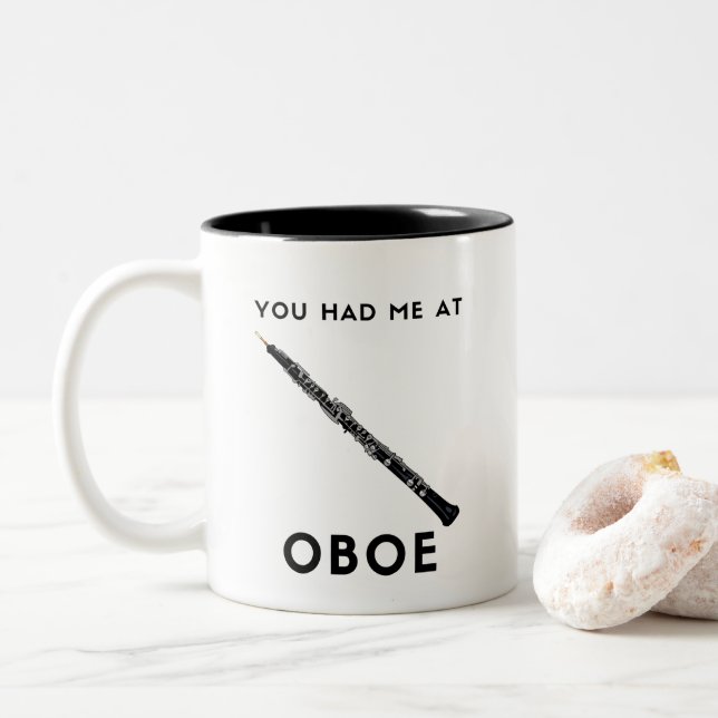 Caneca De Café Em Dois Tons Você me teve no humor Oboe Funny (Com Donut)